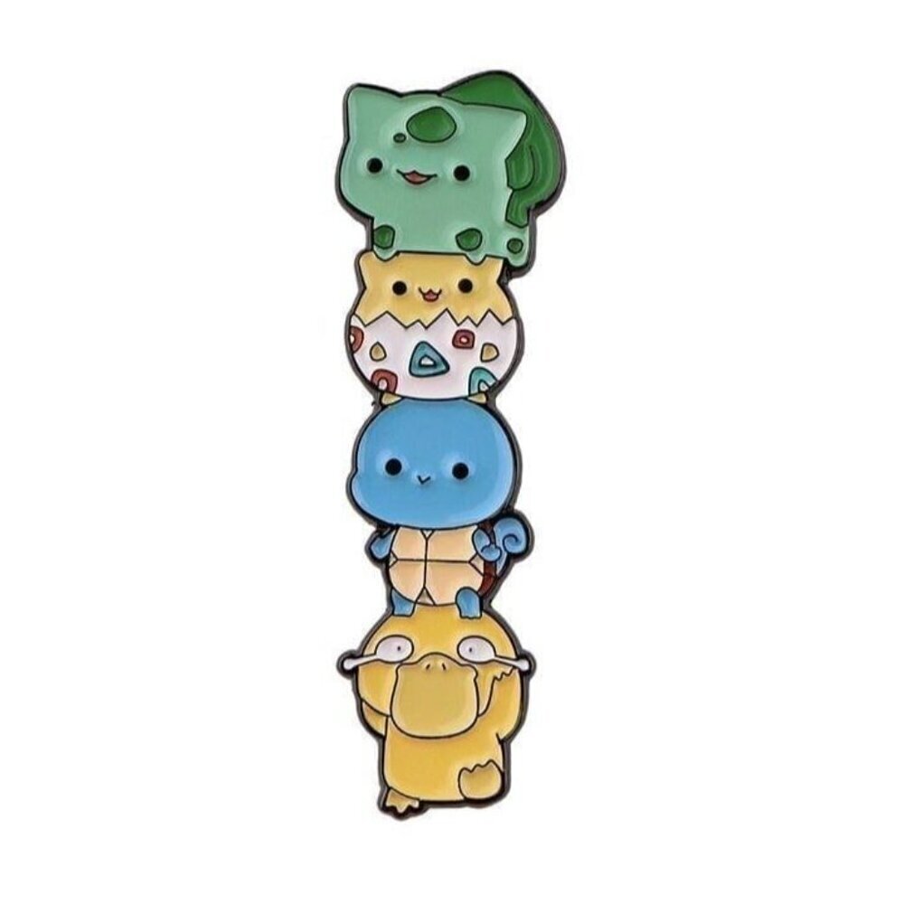 Stacked Cuties: Pokemon Psyduck, Squirtle, Togepi, Bulbasaur Stacker Enamel Pin - Picture 3 of 5